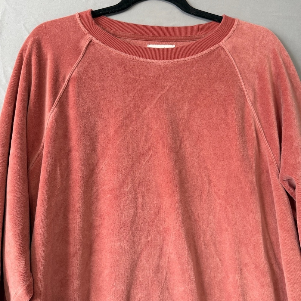 Aerie Womens Real Obsessed Oversized Velour Sweatshirt Size M Orange Loungewear - Picture 4 of 9
